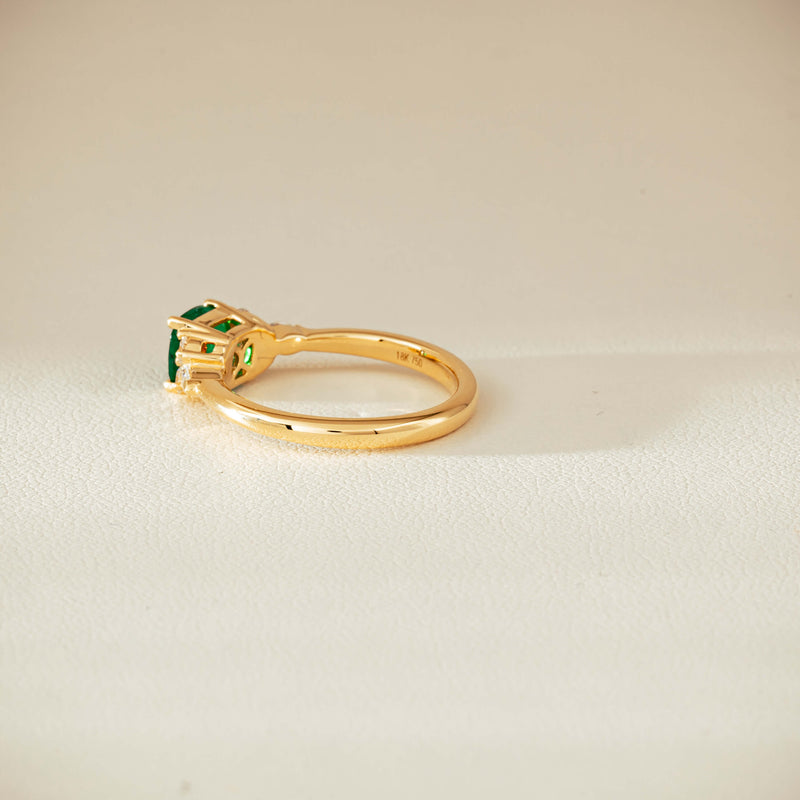 18ct Yellow Gold .84ct Emerald & Diamond Oriana Ring - Ring - Walker & Hall