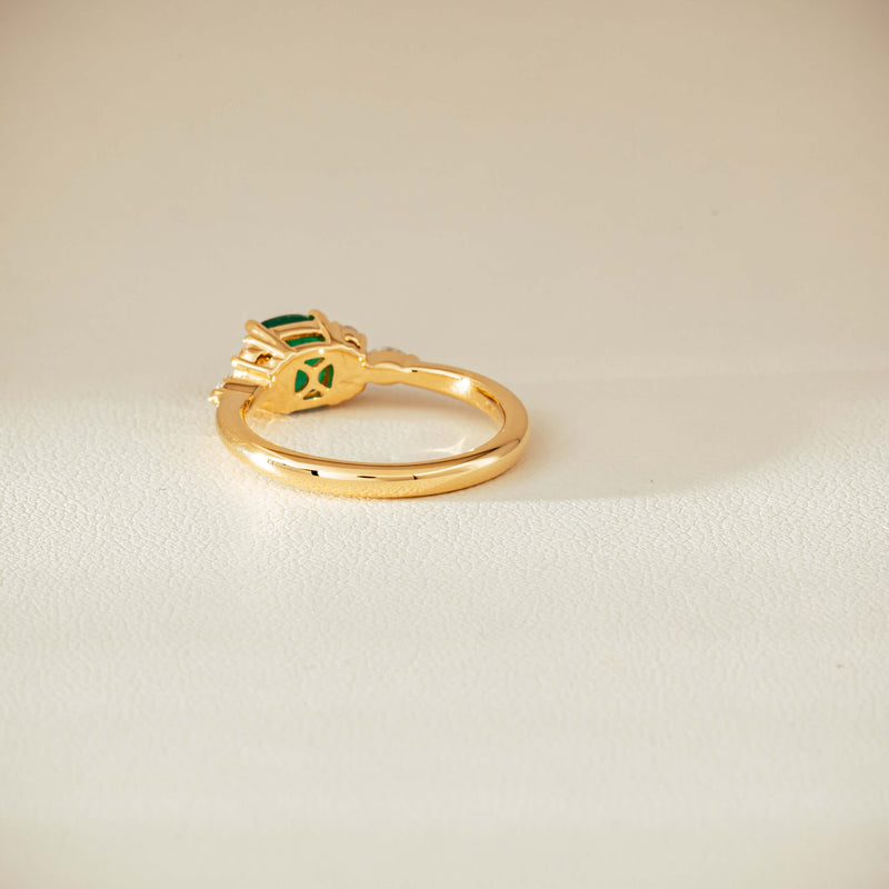 18ct Yellow Gold .84ct Emerald & Diamond Oriana Ring - Ring - Walker & Hall