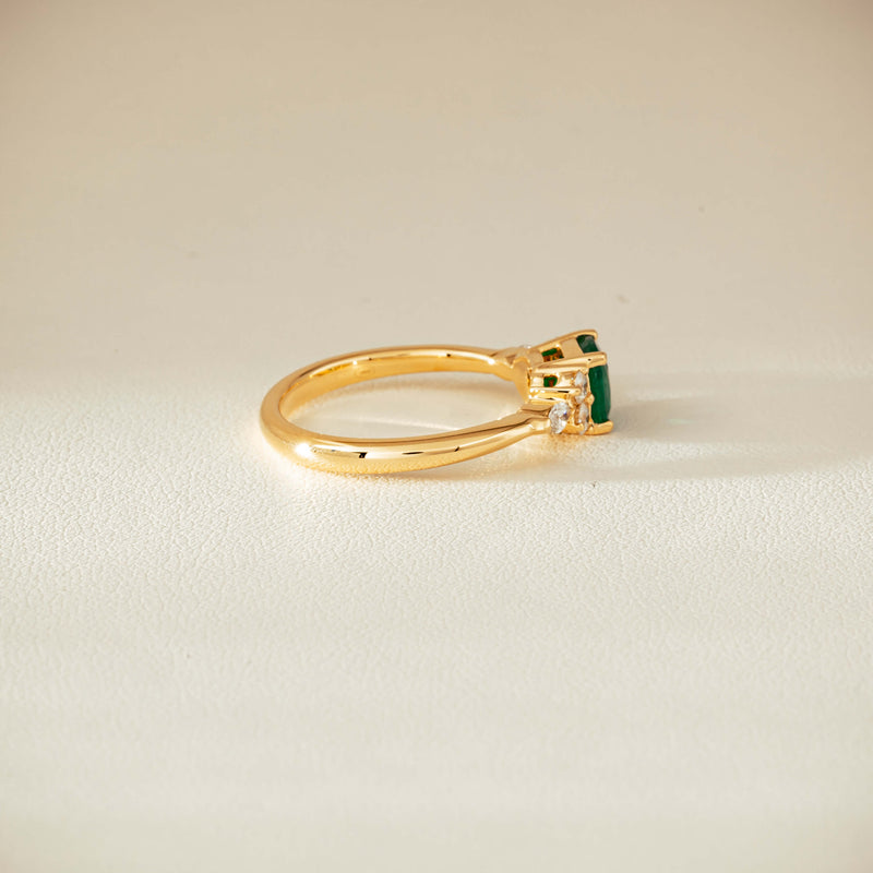 18ct Yellow Gold .84ct Emerald & Diamond Oriana Ring - Ring - Walker & Hall