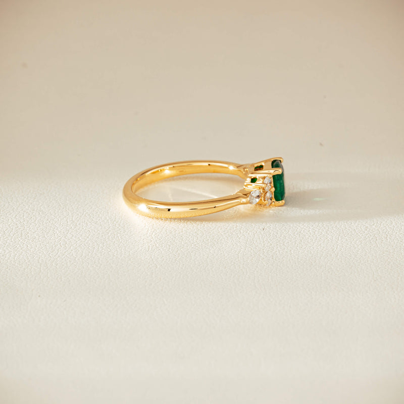 18ct Yellow Gold .84ct Emerald & Diamond Oriana Ring - Ring - Walker & Hall