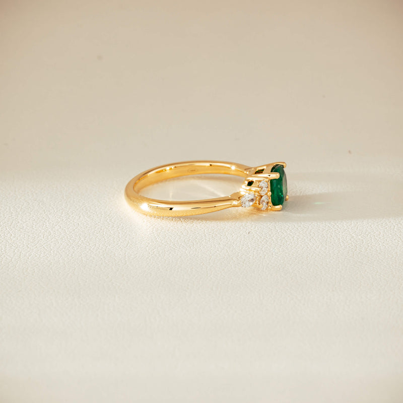 18ct Yellow Gold .84ct Emerald & Diamond Oriana Ring - Ring - Walker & Hall