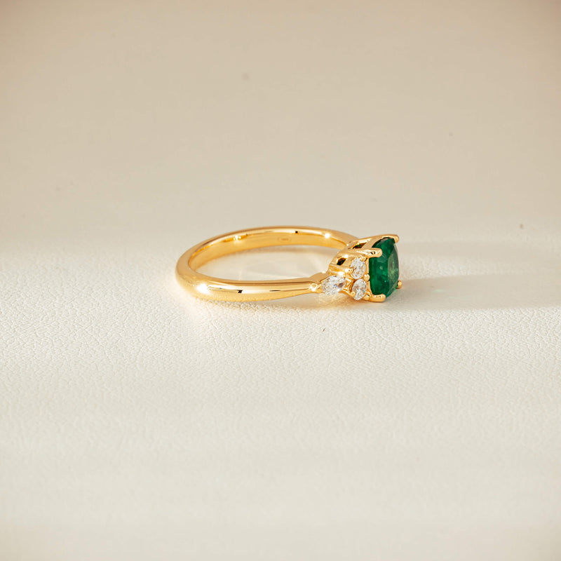 18ct Yellow Gold .84ct Emerald & Diamond Oriana Ring - Ring - Walker & Hall