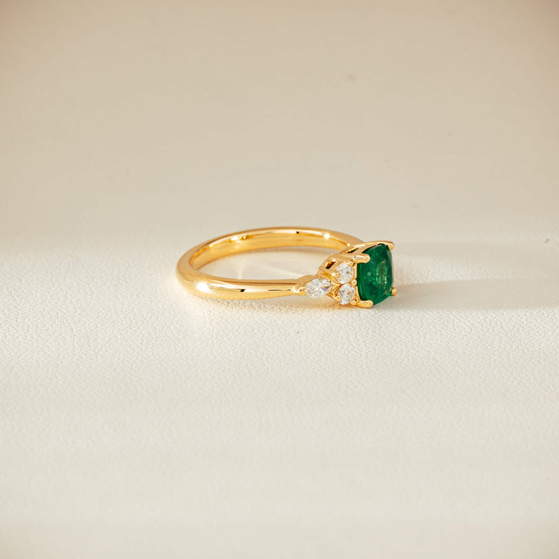 18ct Yellow Gold .84ct Emerald & Diamond Oriana Ring - Ring - Walker & Hall