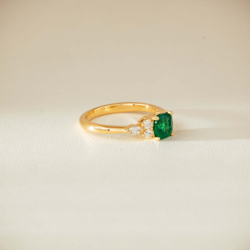 18ct Yellow Gold .84ct Emerald & Diamond Oriana Ring - Ring - Walker & Hall