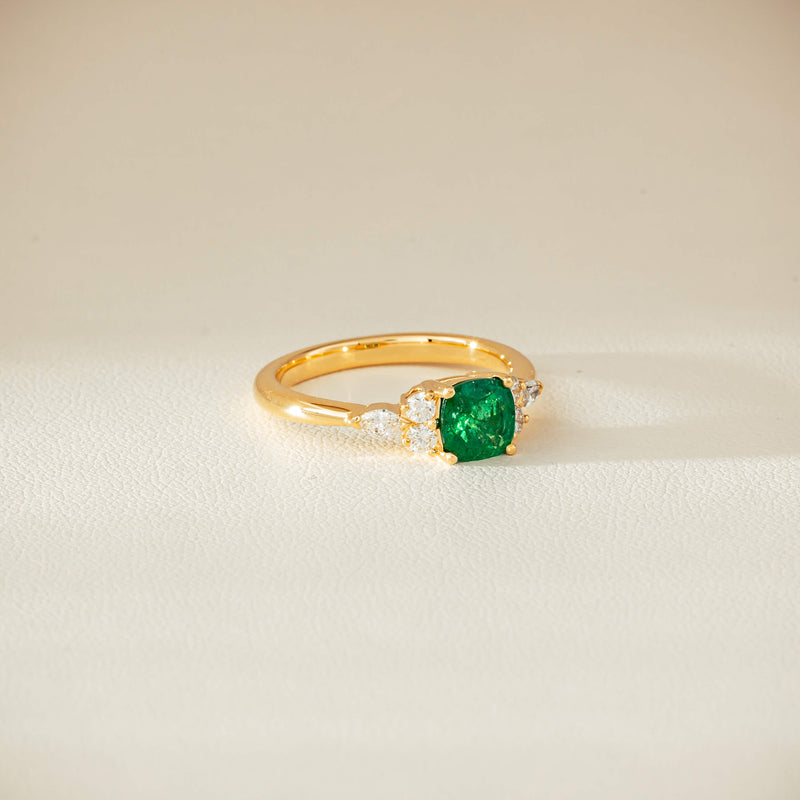 18ct Yellow Gold .84ct Emerald & Diamond Oriana Ring - Ring - Walker & Hall