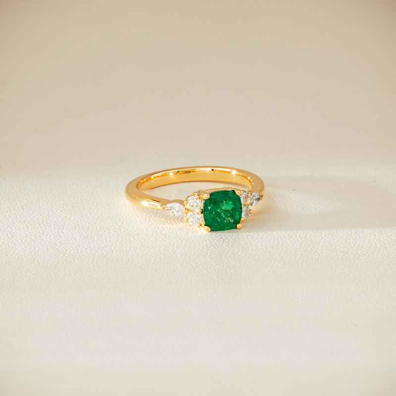 18ct Yellow Gold .84ct Emerald & Diamond Oriana Ring - Ring - Walker & Hall
