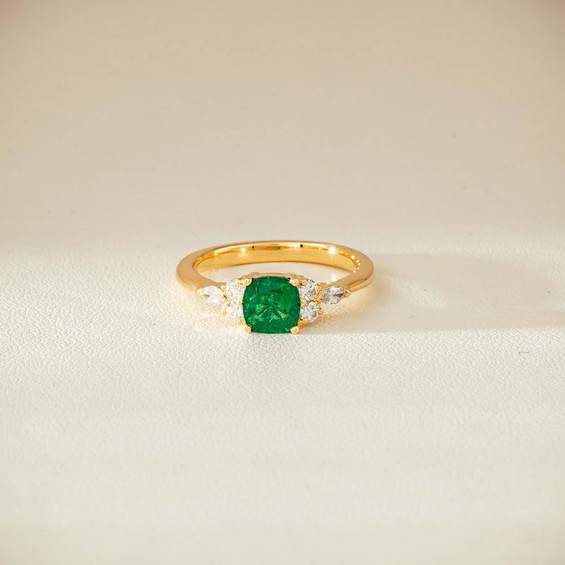 18ct Yellow Gold .84ct Emerald & Diamond Oriana Ring - Ring - Walker & Hall