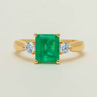 18ct Yellow Gold 1.94ct Emerald & Diamond Elysian Ring - Ring - Walker & Hall