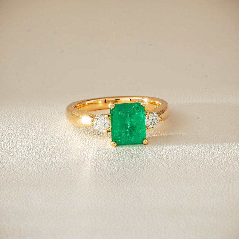 18ct Yellow Gold 1.94ct Emerald & Diamond Elysian Ring - Ring - Walker & Hall