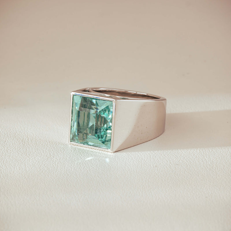 Platinum 9.65ct Aquamarine Flare Ring - Ring - Walker & Hall
