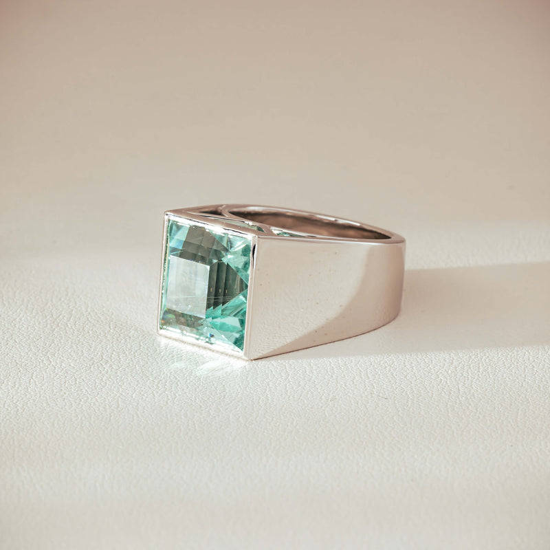 Platinum 9.65ct Aquamarine Flare Ring - Ring - Walker & Hall