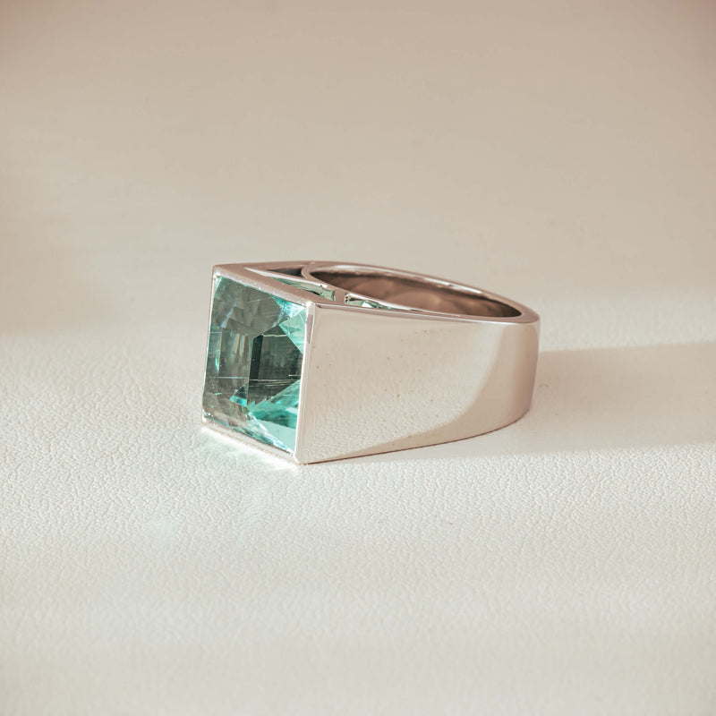 Platinum 9.65ct Aquamarine Flare Ring - Ring - Walker & Hall