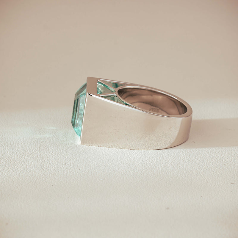 Platinum 9.65ct Aquamarine Flare Ring - Ring - Walker & Hall