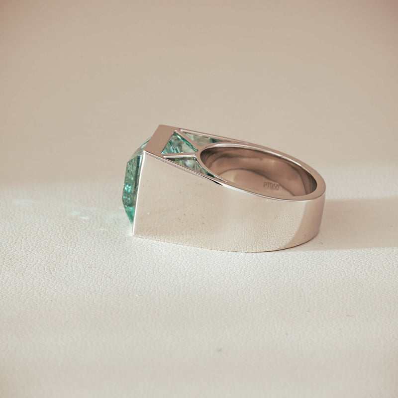 Platinum 9.65ct Aquamarine Flare Ring - Ring - Walker & Hall