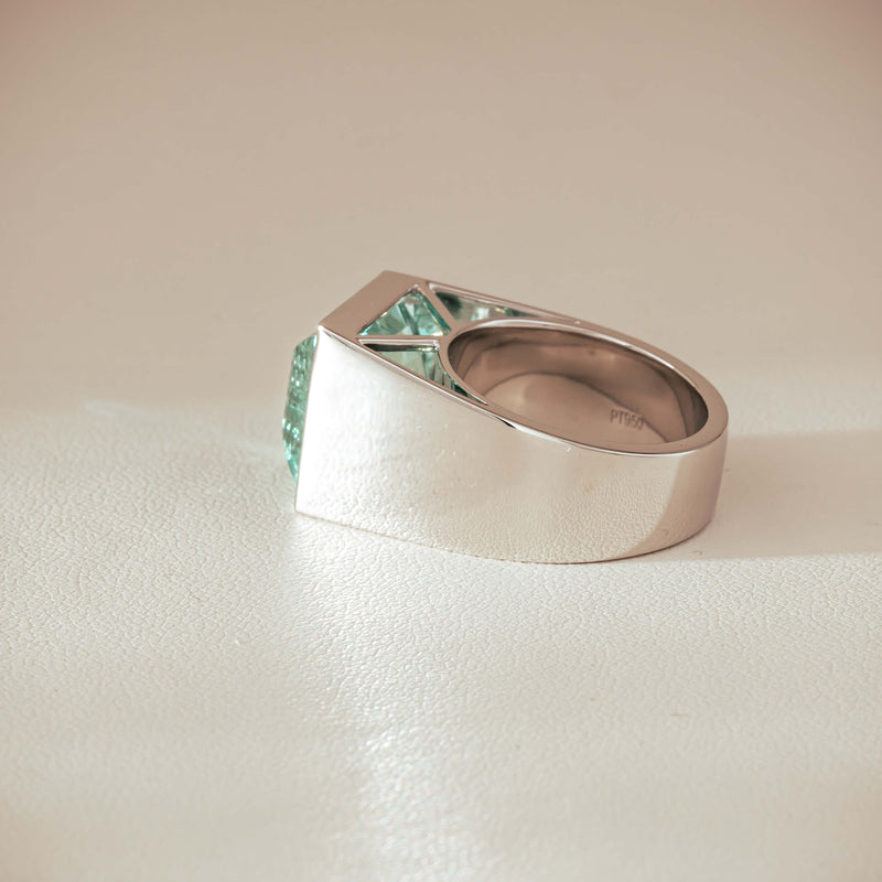 Platinum 9.65ct Aquamarine Flare Ring - Ring - Walker & Hall