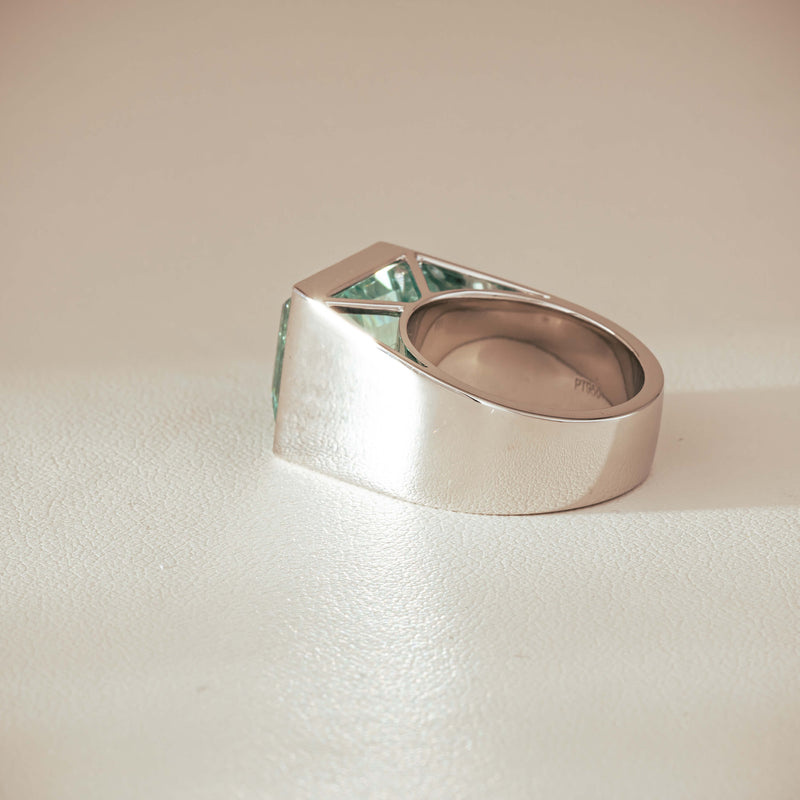 Platinum 9.65ct Aquamarine Flare Ring - Ring - Walker & Hall