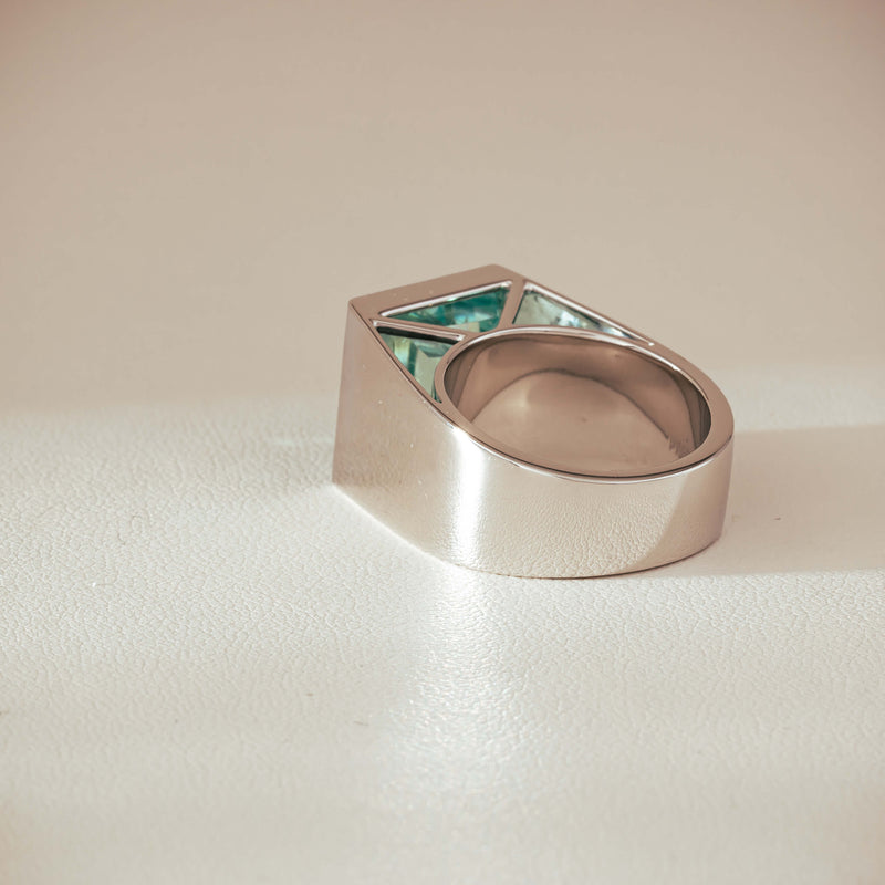 Platinum 9.65ct Aquamarine Flare Ring - Ring - Walker & Hall