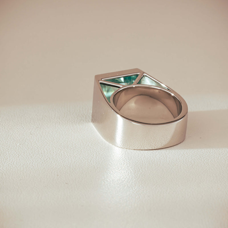 Platinum 9.65ct Aquamarine Flare Ring - Ring - Walker & Hall