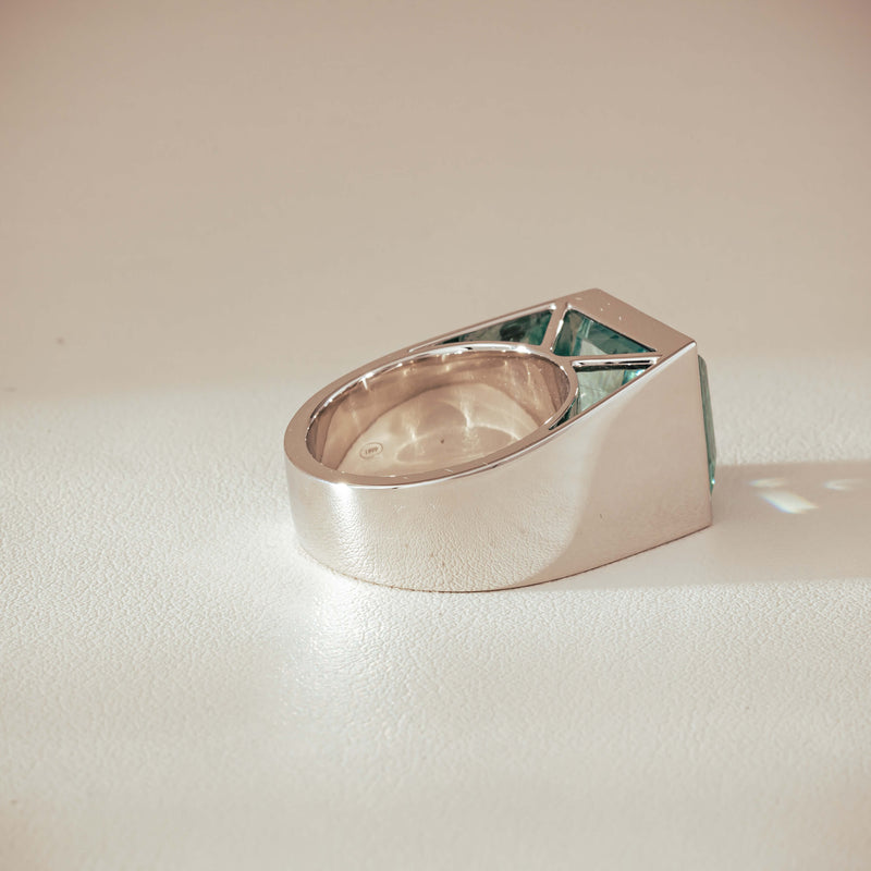 Platinum 9.65ct Aquamarine Flare Ring - Ring - Walker & Hall