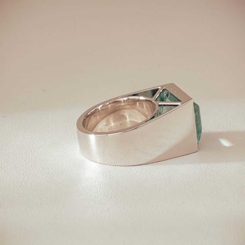Platinum 9.65ct Aquamarine Flare Ring - Ring - Walker & Hall