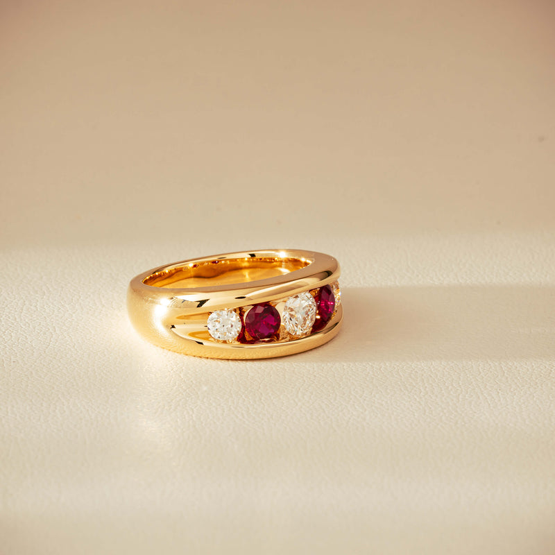 18ct Yellow Gold Ruby & Diamond Eugenie Ring - Ring - Walker & Hall