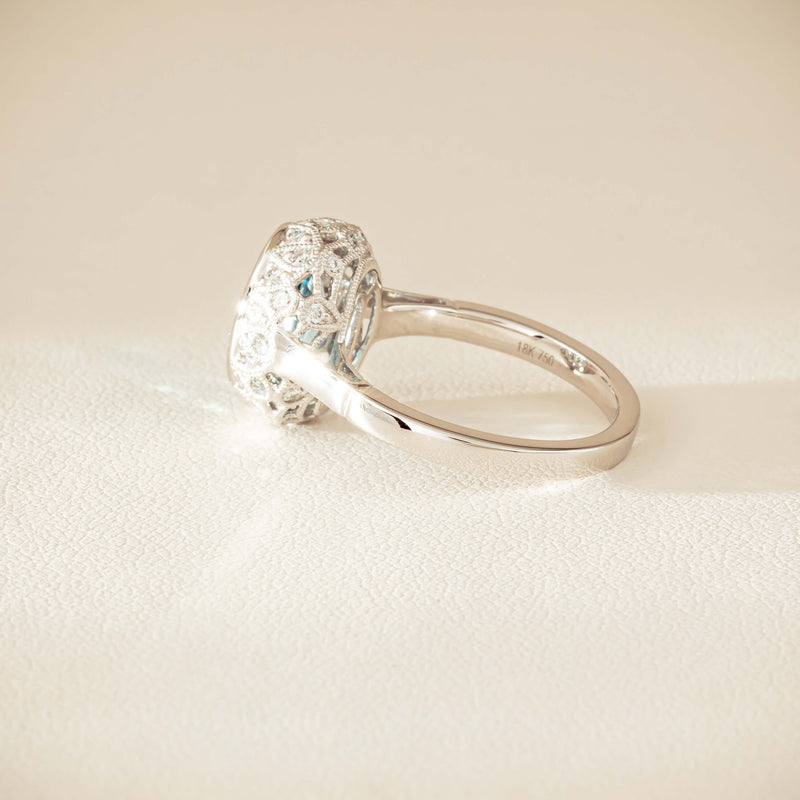 18ct White Gold 2.35ct Aquamarine & Diamond Dulce Ring - Ring - Walker & Hall