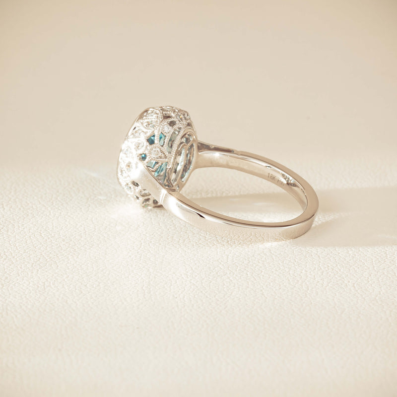 18ct White Gold 2.35ct Aquamarine & Diamond Dulce Ring - Ring - Walker & Hall