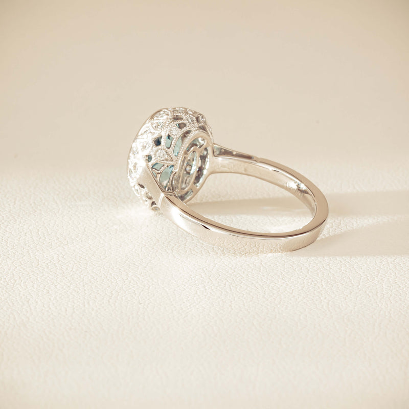 18ct White Gold 2.35ct Aquamarine & Diamond Dulce Ring - Ring - Walker & Hall
