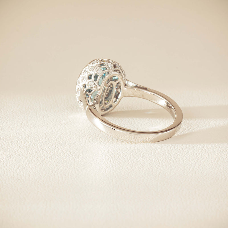 18ct White Gold 2.35ct Aquamarine & Diamond Dulce Ring - Ring - Walker & Hall