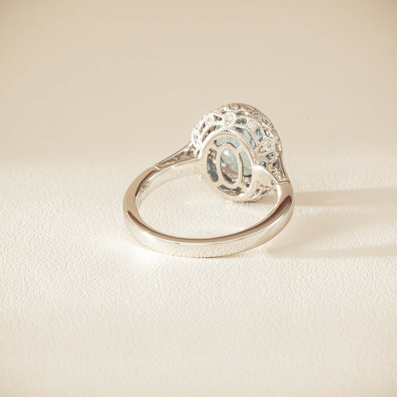 18ct White Gold 2.35ct Aquamarine & Diamond Dulce Ring - Ring - Walker & Hall