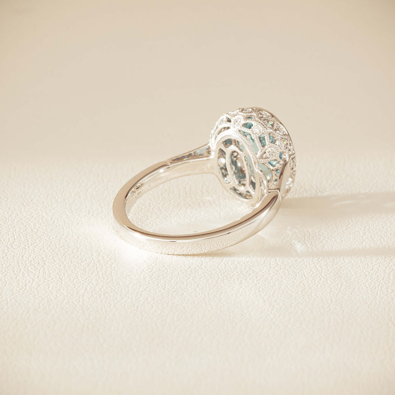 18ct White Gold 2.35ct Aquamarine & Diamond Dulce Ring - Ring - Walker & Hall