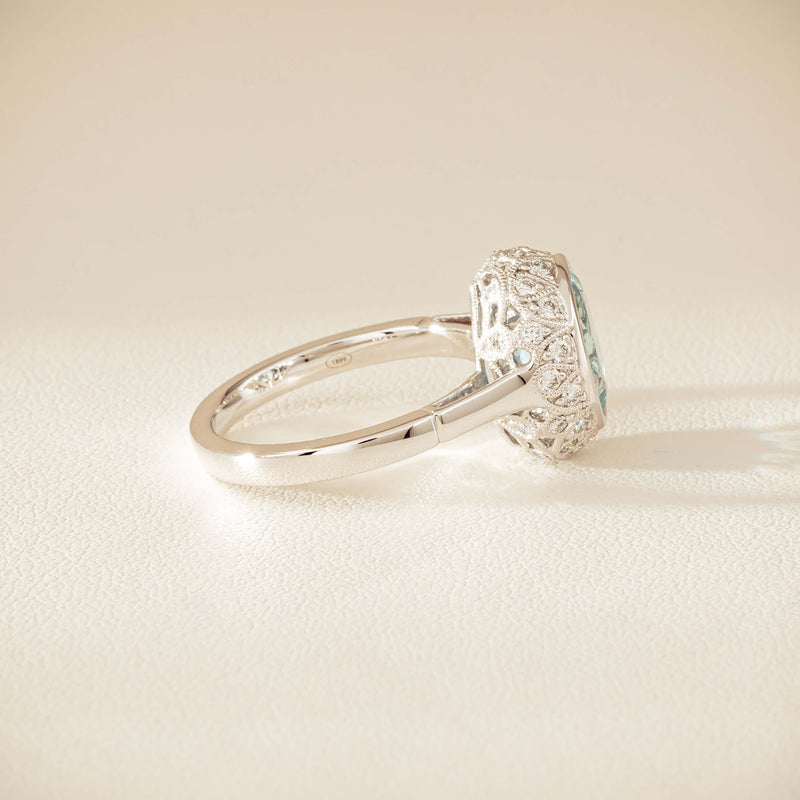 18ct White Gold 2.35ct Aquamarine & Diamond Dulce Ring - Ring - Walker & Hall