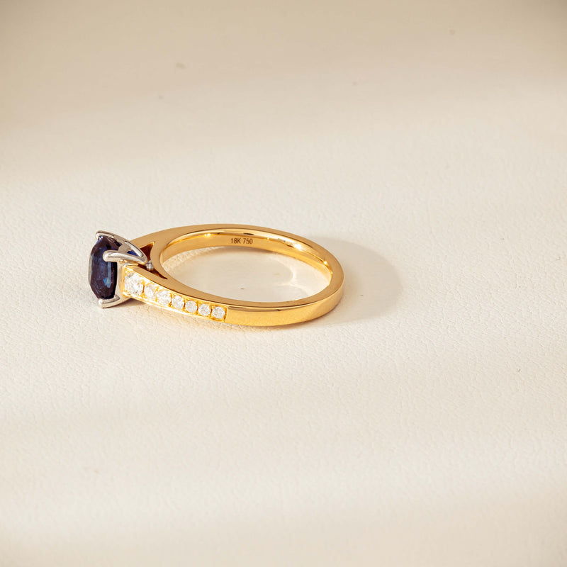 18ct Yellow Gold 1.55ct Sapphire & Diamond Vantage Ring - Ring - Walker & Hall