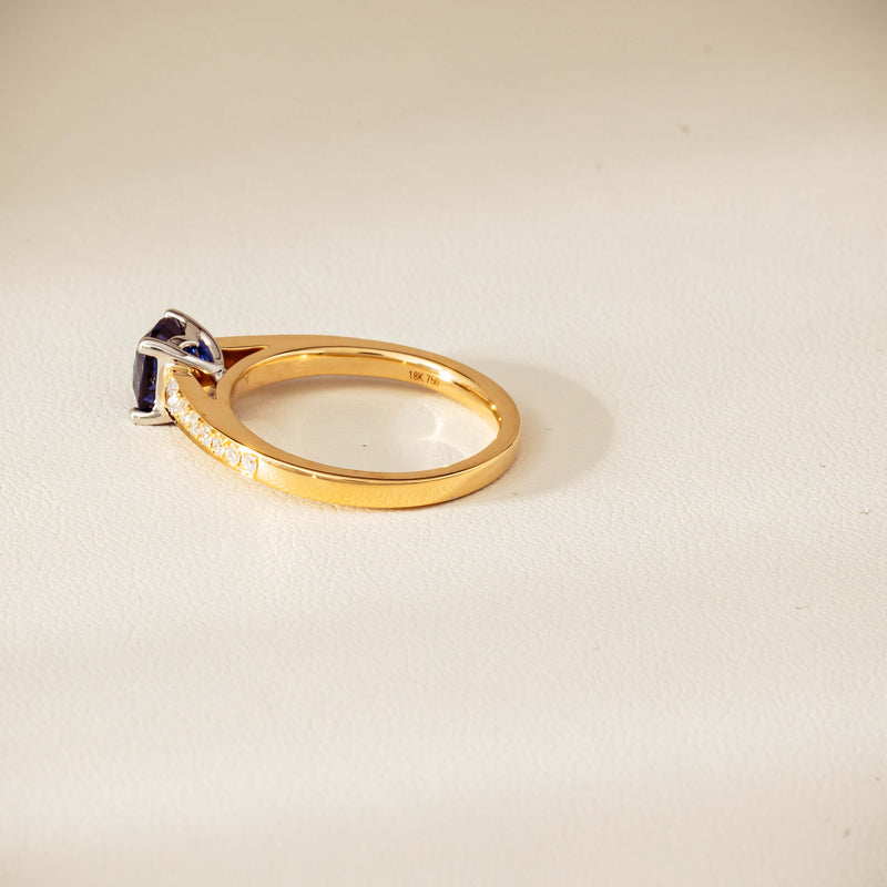 18ct Yellow Gold 1.55ct Sapphire & Diamond Vantage Ring - Ring - Walker & Hall