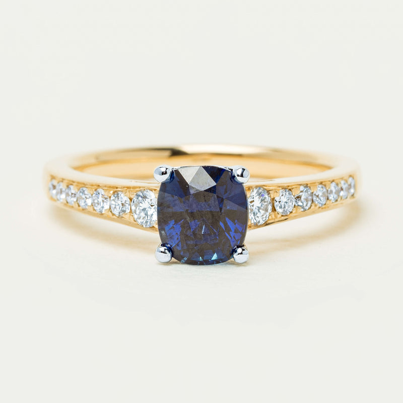 18ct Yellow Gold 1.55ct Sapphire & Diamond Vantage Ring - Ring - Walker & Hall