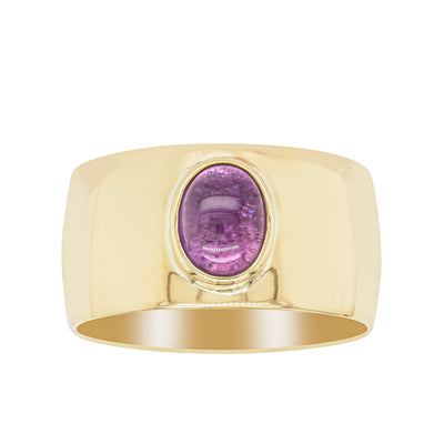 Deja Vu 10ct Yellow Gold Amethyst Wide-Band Ring
