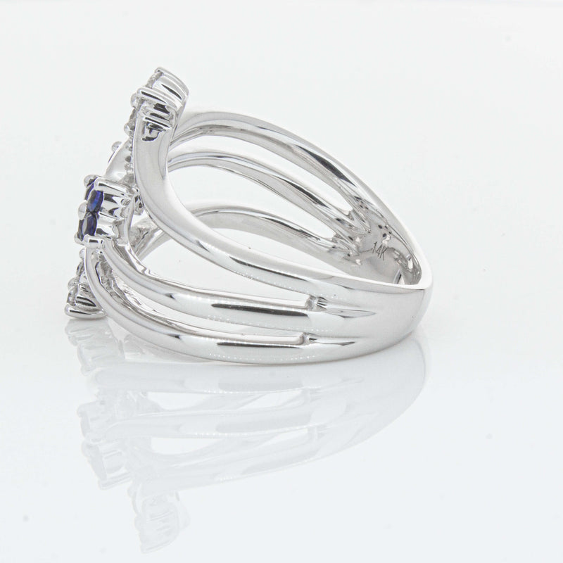 Deja Vu 14ct White Gold .24ct Sapphire & Diamond Floral Ring - Ring - Walker & Hall