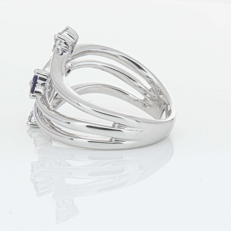 Deja Vu 14ct White Gold .24ct Sapphire & Diamond Floral Ring - Ring - Walker & Hall
