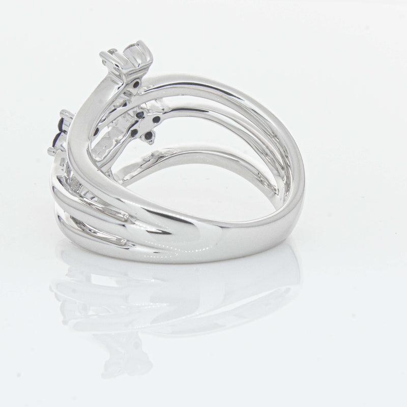 Deja Vu 14ct White Gold .24ct Sapphire & Diamond Floral Ring - Ring - Walker & Hall