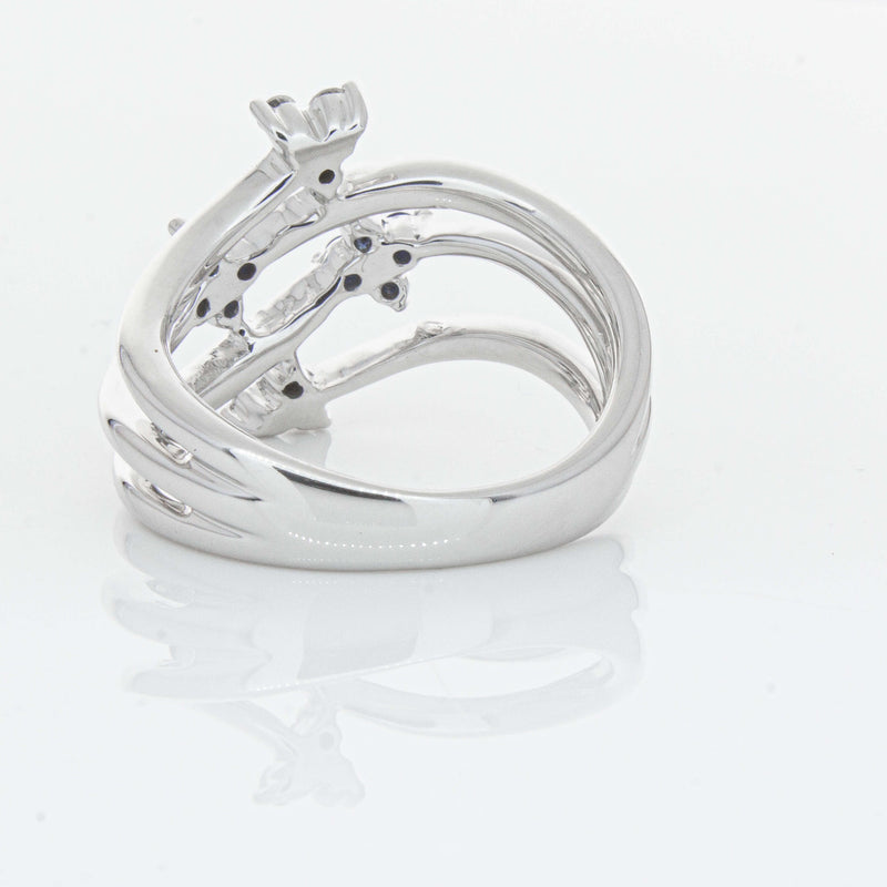 Deja Vu 14ct White Gold .24ct Sapphire & Diamond Floral Ring - Ring - Walker & Hall