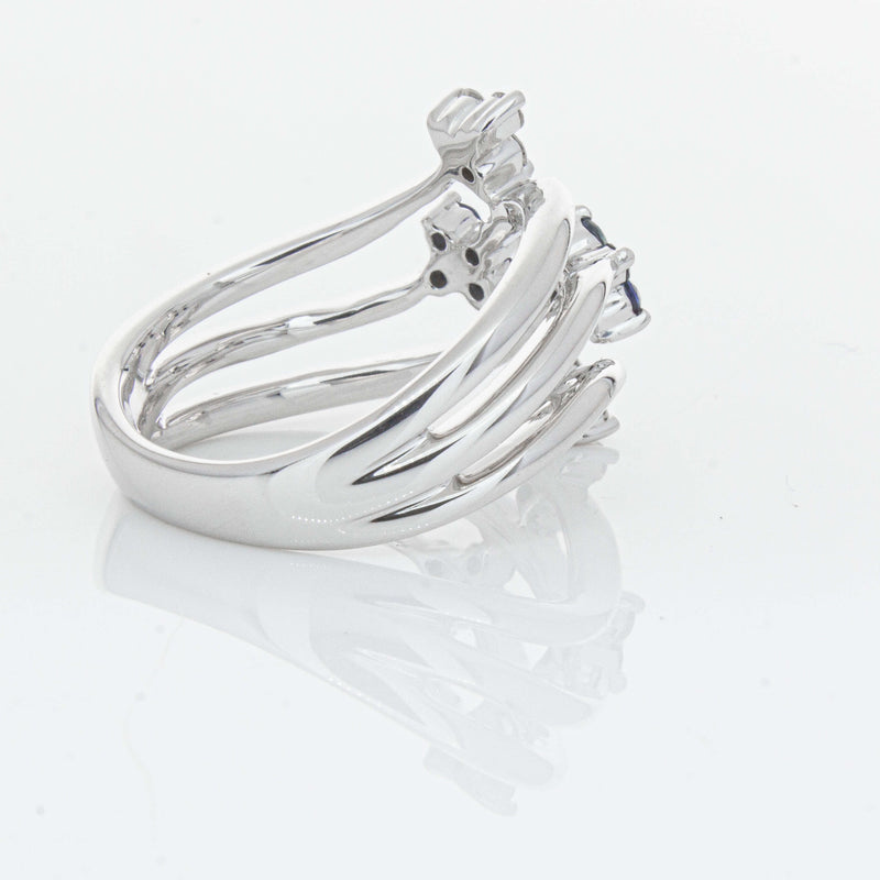Deja Vu 14ct White Gold .24ct Sapphire & Diamond Floral Ring - Ring - Walker & Hall