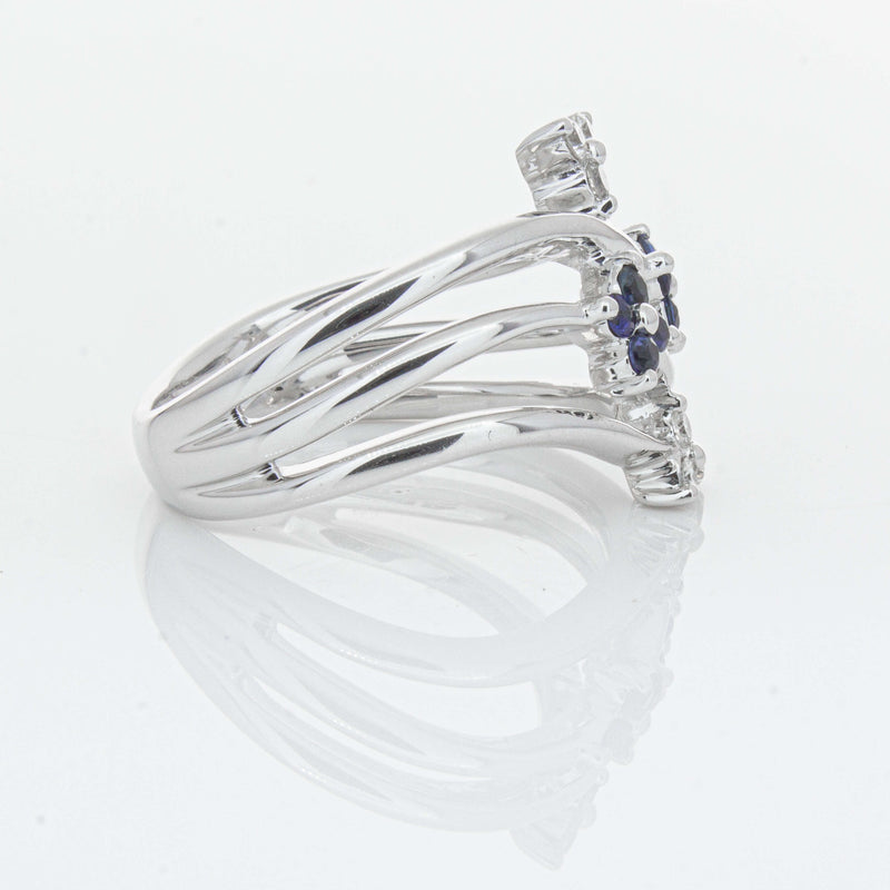 Deja Vu 14ct White Gold .24ct Sapphire & Diamond Floral Ring - Ring - Walker & Hall