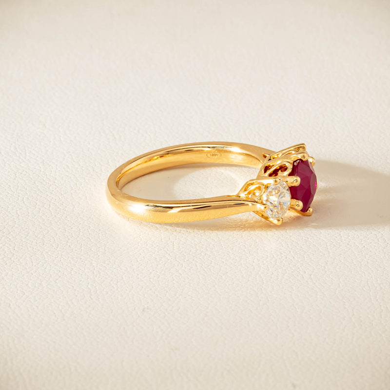 18ct Yellow Gold 1.38ct Ruby & Diamond Coronado Ring - Ring - Walker & Hall