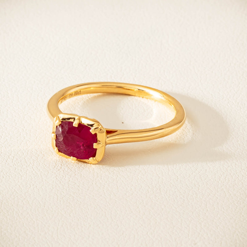 18ct Yellow Gold 1.02ct Ruby Solitaire Ring - Ring - Walker & Hall
