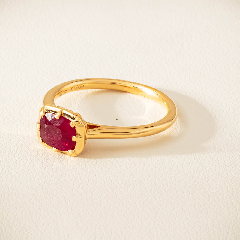 18ct Yellow Gold 1.02ct Ruby Solitaire Ring - Ring - Walker & Hall