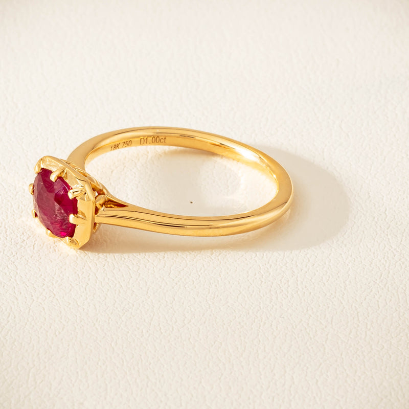 18ct Yellow Gold 1.02ct Ruby Solitaire Ring - Ring - Walker & Hall