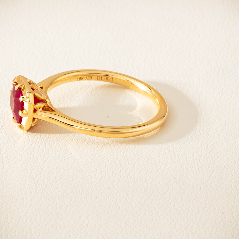 18ct Yellow Gold 1.02ct Ruby Solitaire Ring - Ring - Walker & Hall
