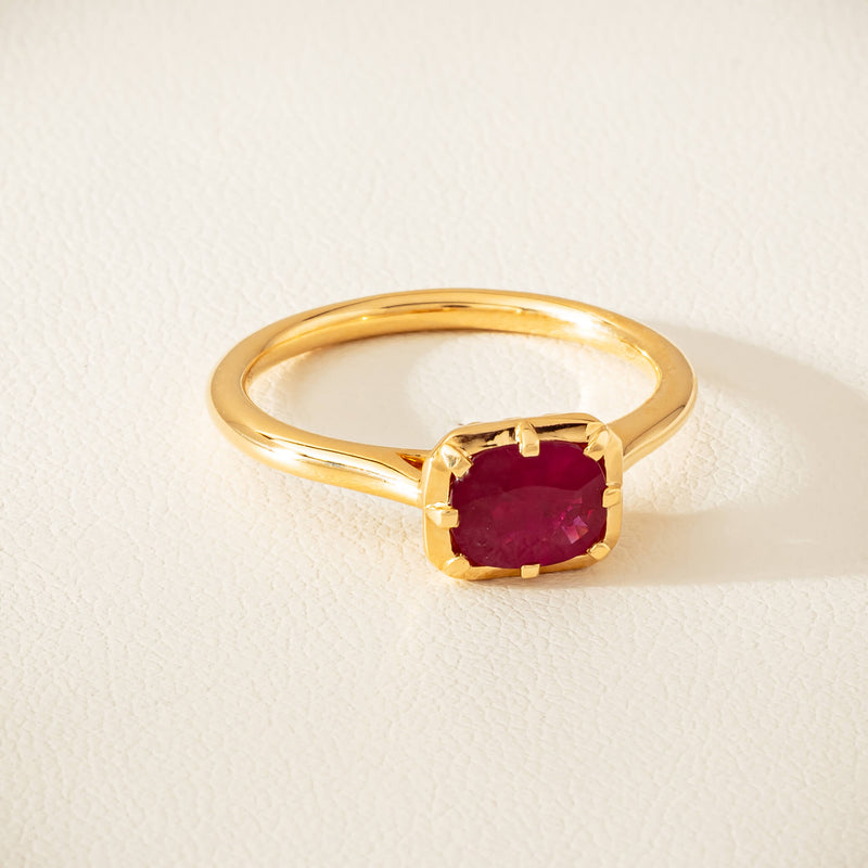 18ct Yellow Gold 1.02ct Ruby Solitaire Ring - Ring - Walker & Hall