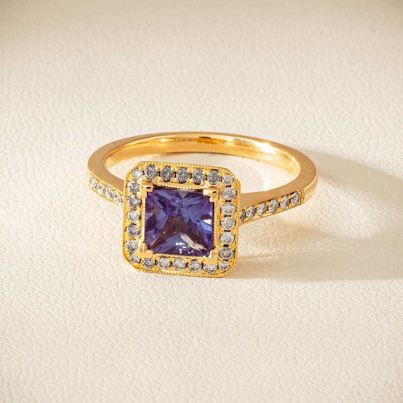18ct Yellow Gold 1.15ct Tanzanite & Diamond Mandalay Ring - Ring - Walker & Hall