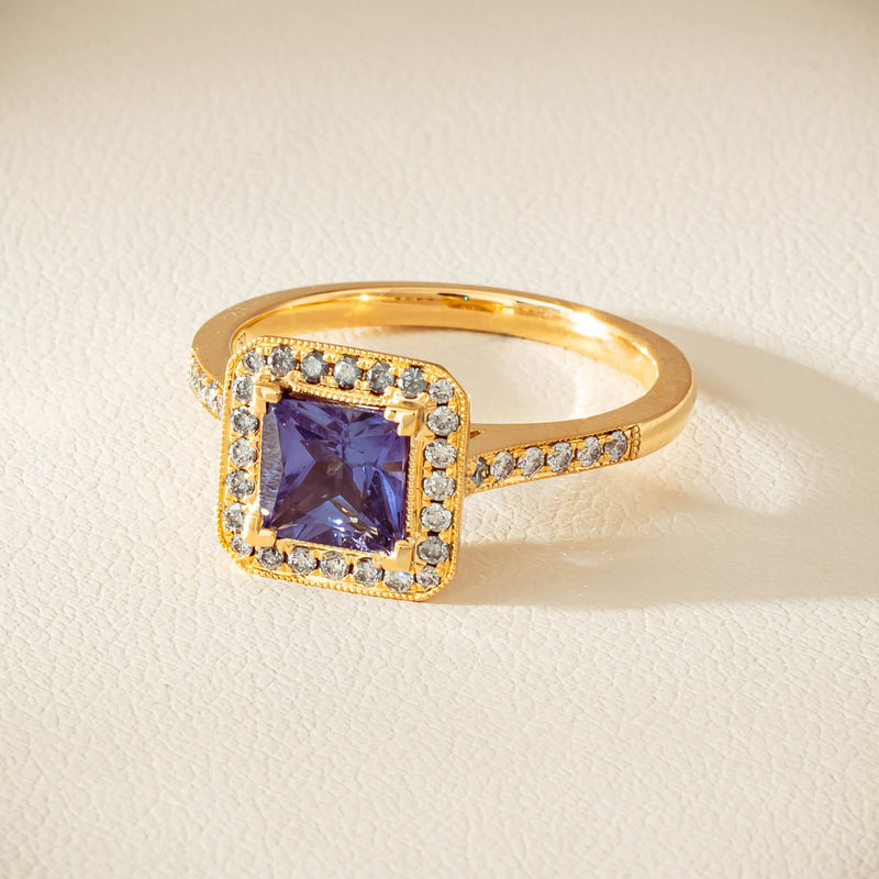18ct Yellow Gold 1.15ct Tanzanite & Diamond Mandalay Ring - Ring - Walker & Hall